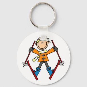 Stick Figure Skier T-shirts and Gifts Keychain