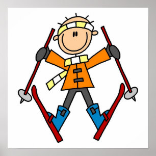 Stick Figure Skier T-shirts and Gifts Poster