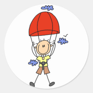 Stick Figure Sky Diver Tshirts and Gifts Classic Round Sticker