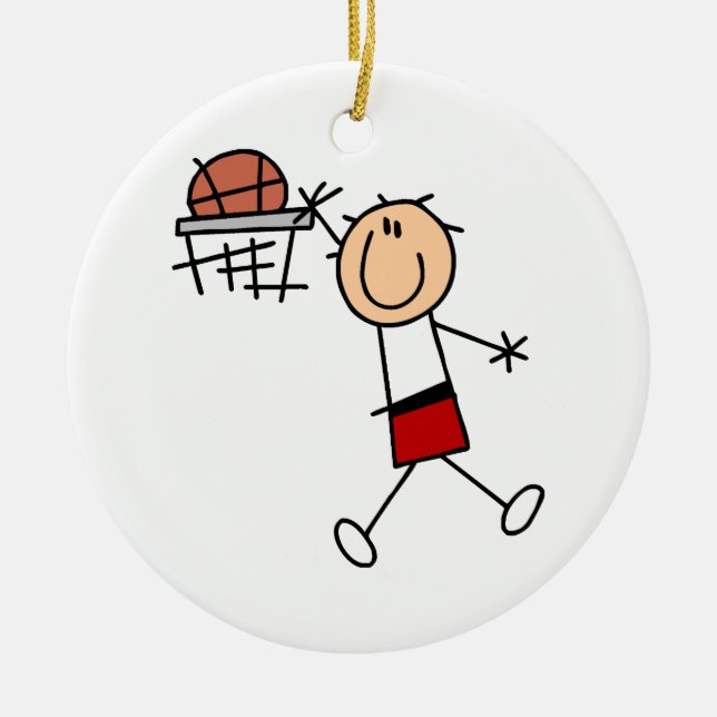 Stick Figure Slam Dunk T-shirts and Gifts Ceramic Ornament (Front)