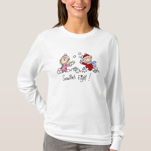 Stick Figure Snowball Fight T_shirt