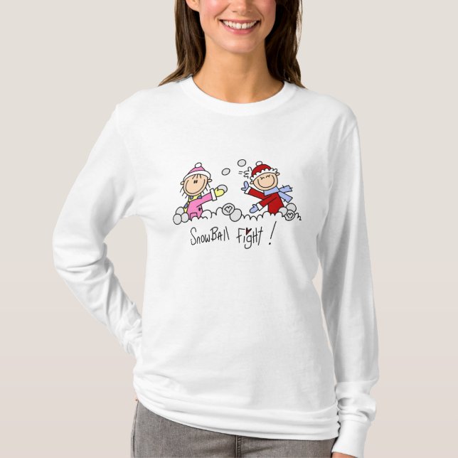 Stick Figure Snowball Fight T-shirt (Front)