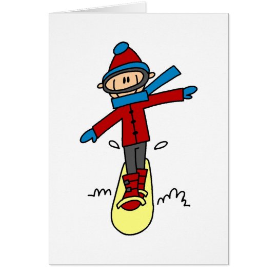 Stick Figure Snowboarding Card