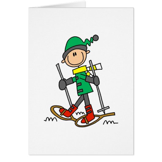 Stick Figure Snowshoeing Cards (Front)