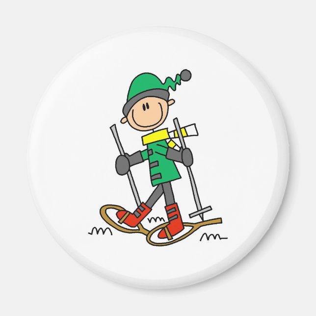 Stick Figure Snowshoeing Magnet (Front)
