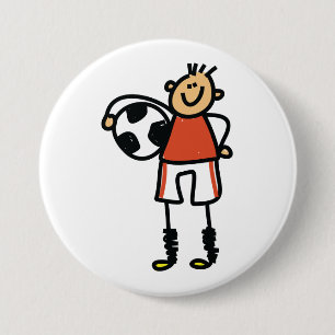 Stick Figure Soccer Boy Football Player Button