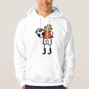 Stick Figure Soccer Boy Football Player Hoodie