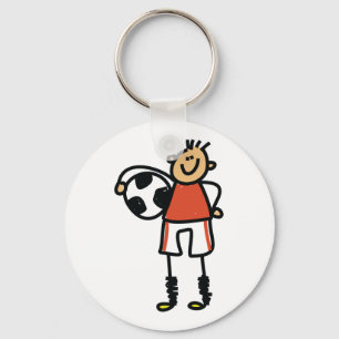 Stick Figure Soccer Boy Football Player Keychain