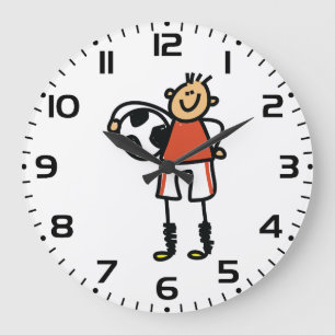 Stick Figure Soccer Boy Football Player Large Clock