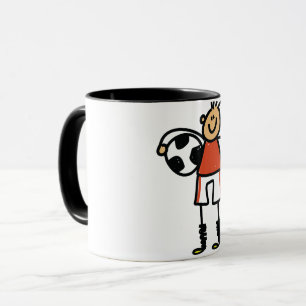 Stick Figure Soccer Boy Football Player Mug