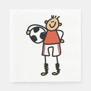 Stick Figure Soccer Boy Football Player Napkins