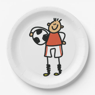 Stick Figure Soccer Boy Football Player Paper Plates