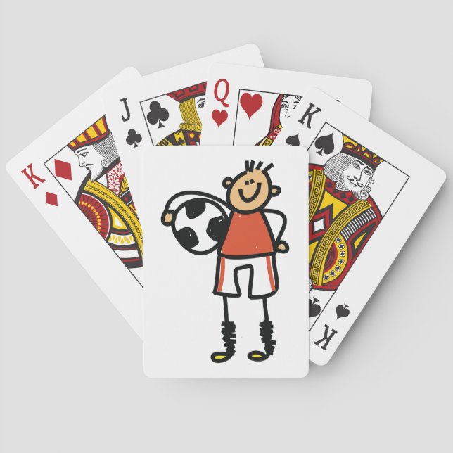 Stick Figure Soccer Boy Football Player Poker Cards (Back)