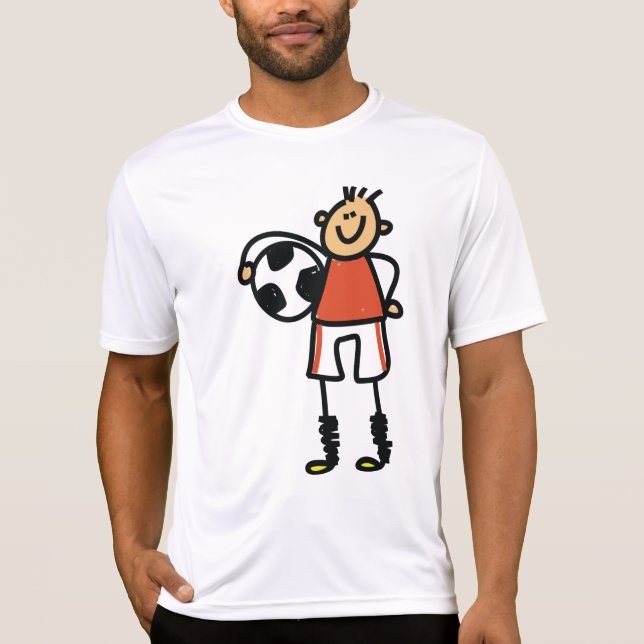 Stick Figure Soccer Boy Football Player T-Shirt (Front)