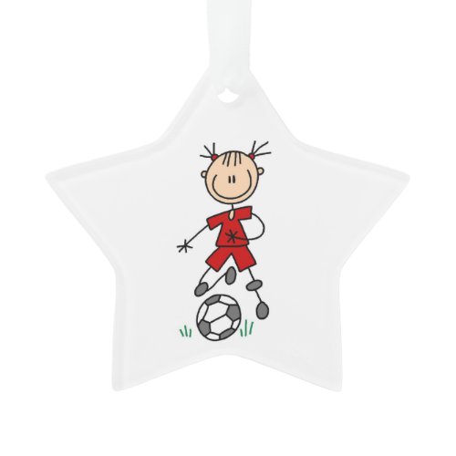 Stick Figure Soccer Red Uniform Acrylic Ornament