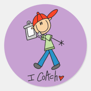 Stick Figure Sports Coach Classic Round Sticker