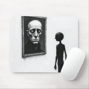 Stick Figure Staring a Bald Man Portrait Mouse Pad