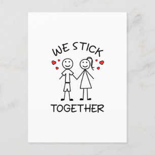 Stick Figure Stickman Couples Valentines Day Love  Postcard