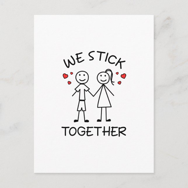 Stick Figure Stickman Couples Valentines Day Love  Postcard (Front)