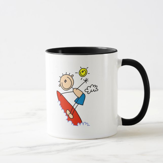Stick Figure Surfer Boy Tshirts and Gifts Mug (Right)