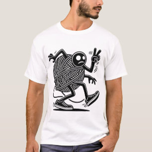 Stick Figure Tangled in Yarn, Humorous and Quirky T-Shirt