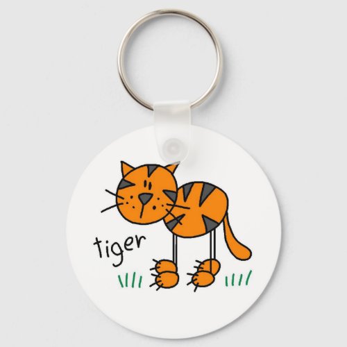 Stick Figure Tiger T_shirts and Gifts Keychain