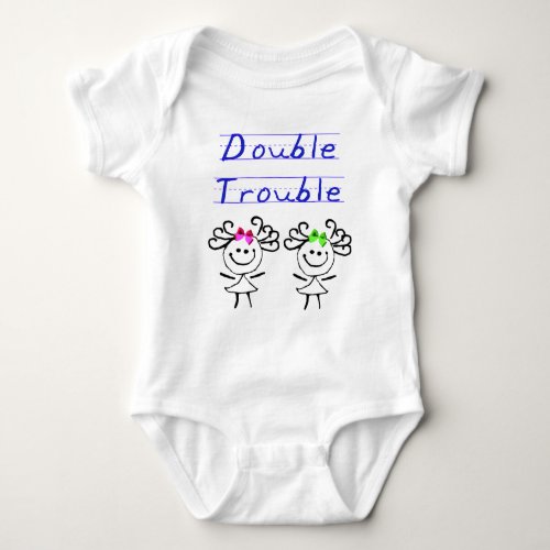 Stick Figure Twin girls Baby Bodysuit