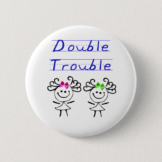 Stick Figure Twin girls Button (Front)