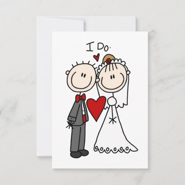 Stick Figure Wedding Couple Add Your Own Greeting  Invitation (Front)