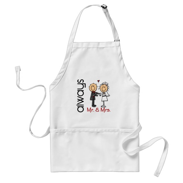 Stick Figure Wedding Couple Mr. & Mrs. Always Adult Apron (Front)