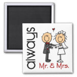 Stick Figure Wedding Couple Mr. &amp; Mrs. Always Magnet at Zazzle
