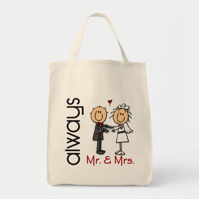 Stick Figure Wedding Couple Mr. & Mrs. Always Tote Bag (Front)