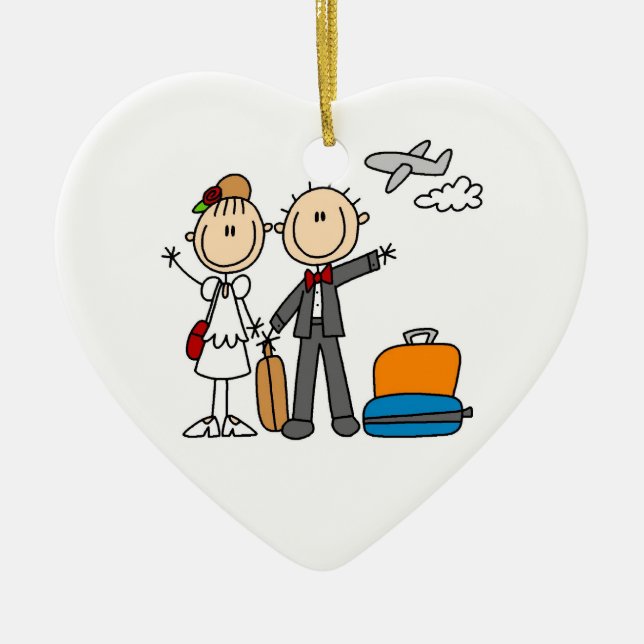 Stick Figure Wedding Honeymoon T-shirts and Gifts Ceramic Ornament (Front)