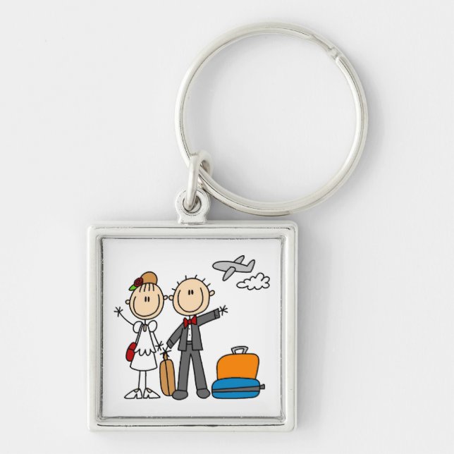 Stick Figure Wedding Honeymoon T-shirts and Gifts Keychain (Front)