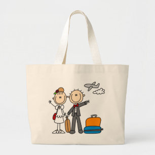 Stick Figure Wedding Honeymoon T-shirts and Gifts Large Tote Bag