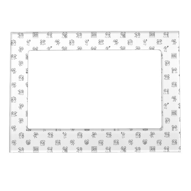 Stick Figure Wedding Moments – Black on White Dood Magnetic Frame (Front)
