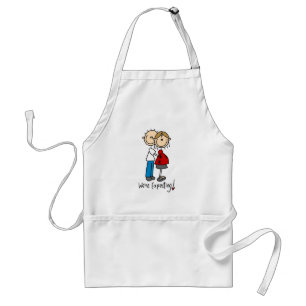 Stick Figure We're Expecting Adult Apron