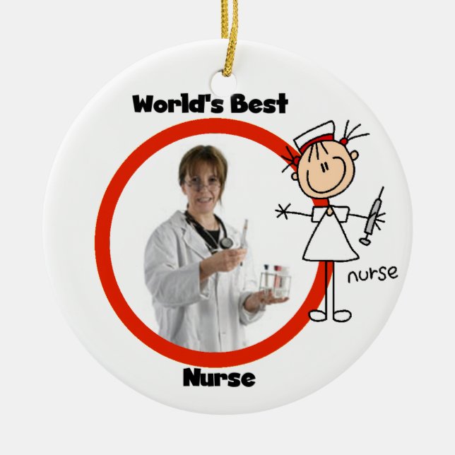 Stick Figure World's Best Nurse ornament (Front)