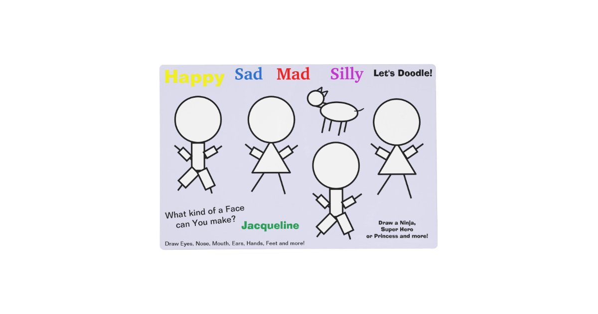 Stick Figures Activity Maze Lavender Placemat | Zazzle
