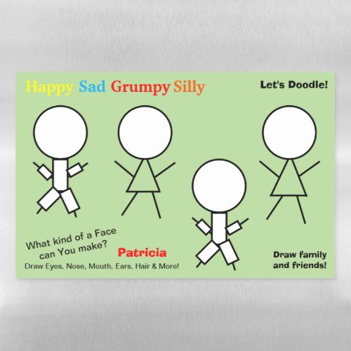 Stick Figures Coloring Activity  Green Magnetic Dry Erase Sheet