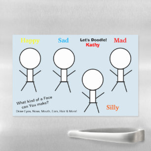 Stick Figures Doodle Art Activity Blue Magnetic Dry Erase Sheet