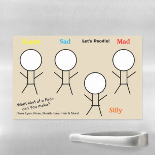 Stick Figures Doodle Beige Activity Draw Eyes Feet Magnetic Dry Erase Sheet