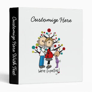 Stick Figures Expectant Parents Girl 3 Ring Binder