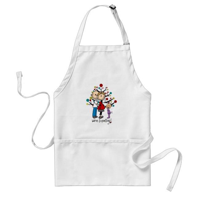 Stick Figures Expectant Parents Girl Adult Apron (Front)