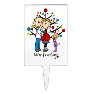 Stick Figures Expectant Parents Girl Cake Topper