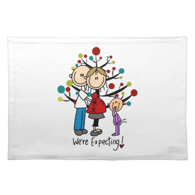 Stick Figures Expectant Parents Girl Cloth Placemat (Front)