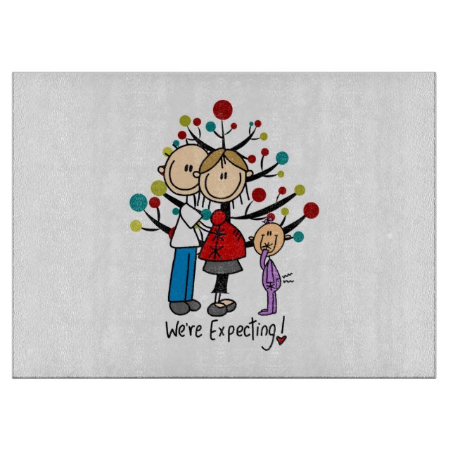 Stick Figures Expectant Parents Girl Cutting Board (Front)