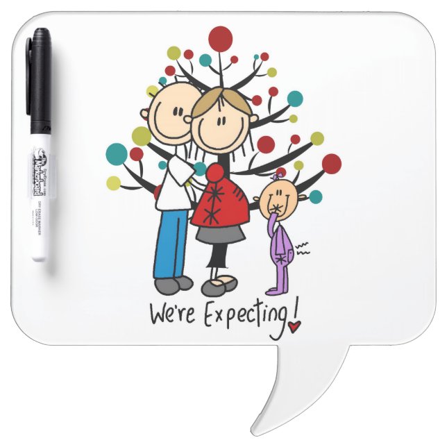 Stick Figures Expectant Parents Girl Dry Erase Board (Front)
