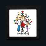 Stick Figures Expectant Parents Girl Gift Box<br><div class="desc">A cute stick figure design,  great for parents of a toddler girl who are expecting baby number two! Features a stick figure dad,  expectant mom,  and toddler girl in front of the holiday tree. Text reads We're Expecting!</div>