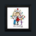 Stick Figures Expectant Parents Girl Gift Box<br><div class="desc">A cute stick figure design,  great for parents of a toddler girl who are expecting baby number two! Features a stick figure dad,  expectant mom,  and toddler girl in front of the holiday tree. Text reads We're Expecting!</div>